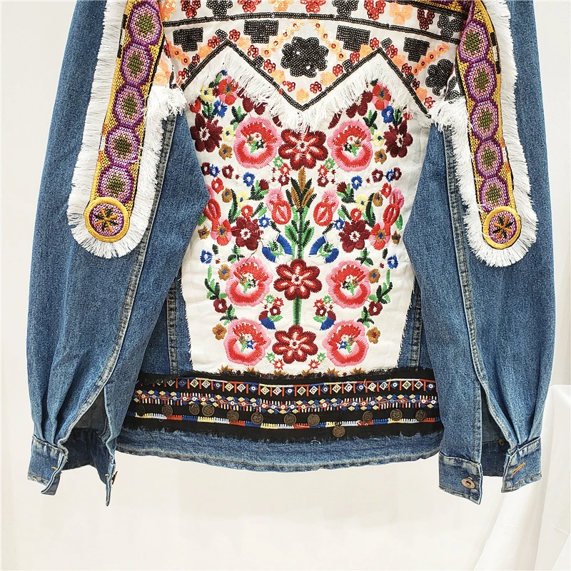 Denim boho embroidered jacket