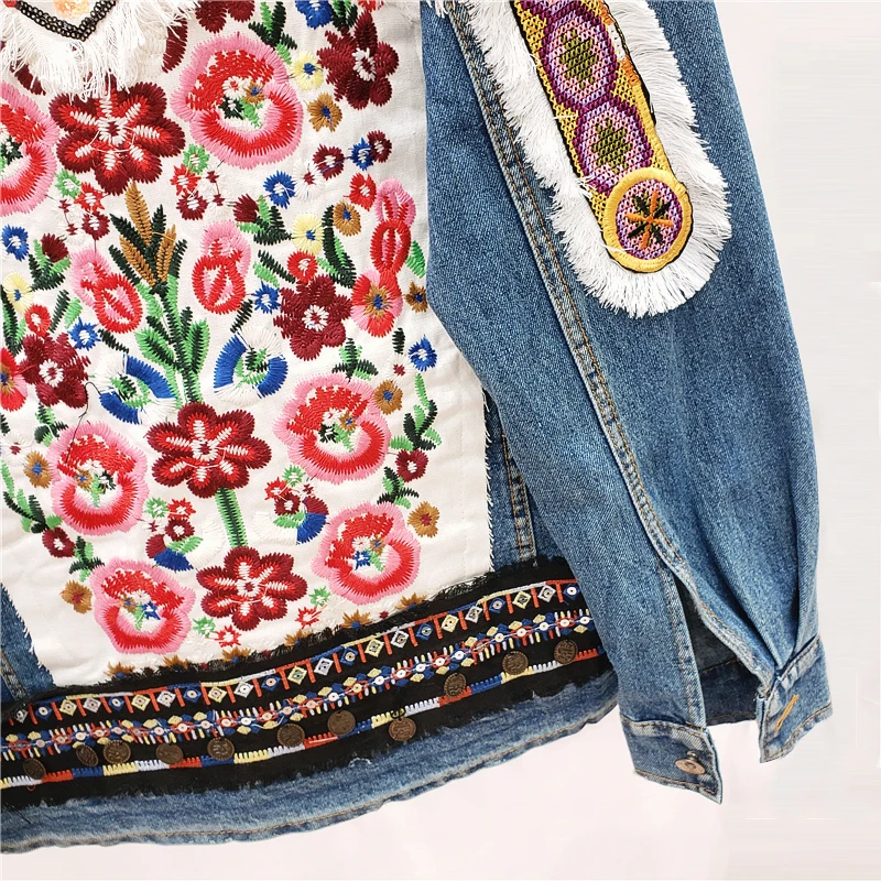 Denim boho embroidered jacket