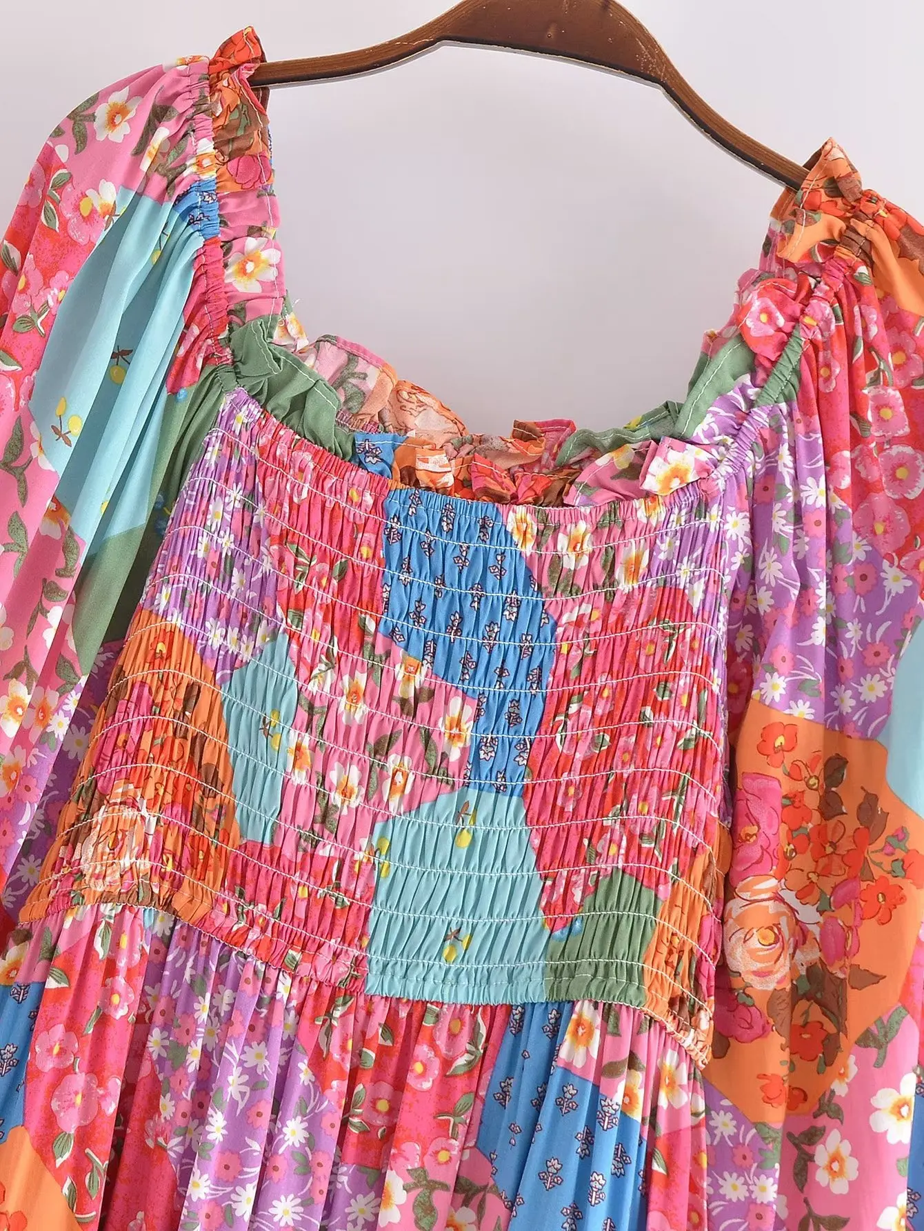 Cleo boho patchwork midi dress