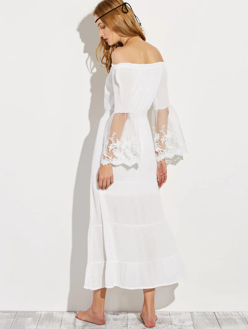Edie boho off-the-shoulder lace maxi dressDRESSES
