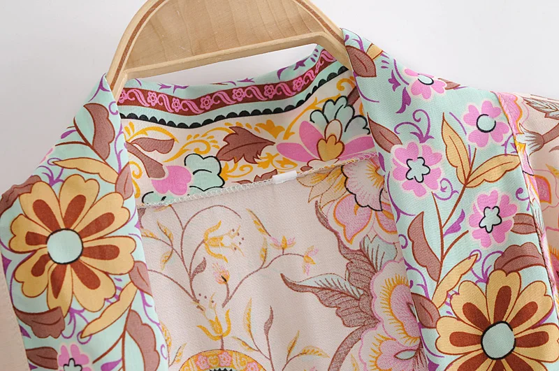 Luna pink floral-print bohemian kimono//cover-up//wrap dress