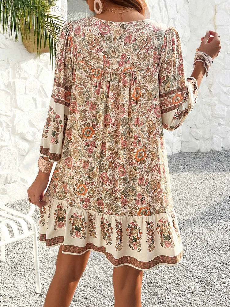 Sol cotton-blend beige boho dress/tunic