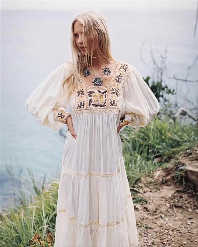 Siara boho lantern embroidered dress LEONORA GYPSY Siara boho lantern embroidered dress LEONORA GYPSY