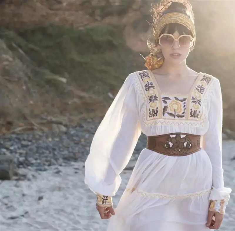 Siara boho lantern embroidered dress