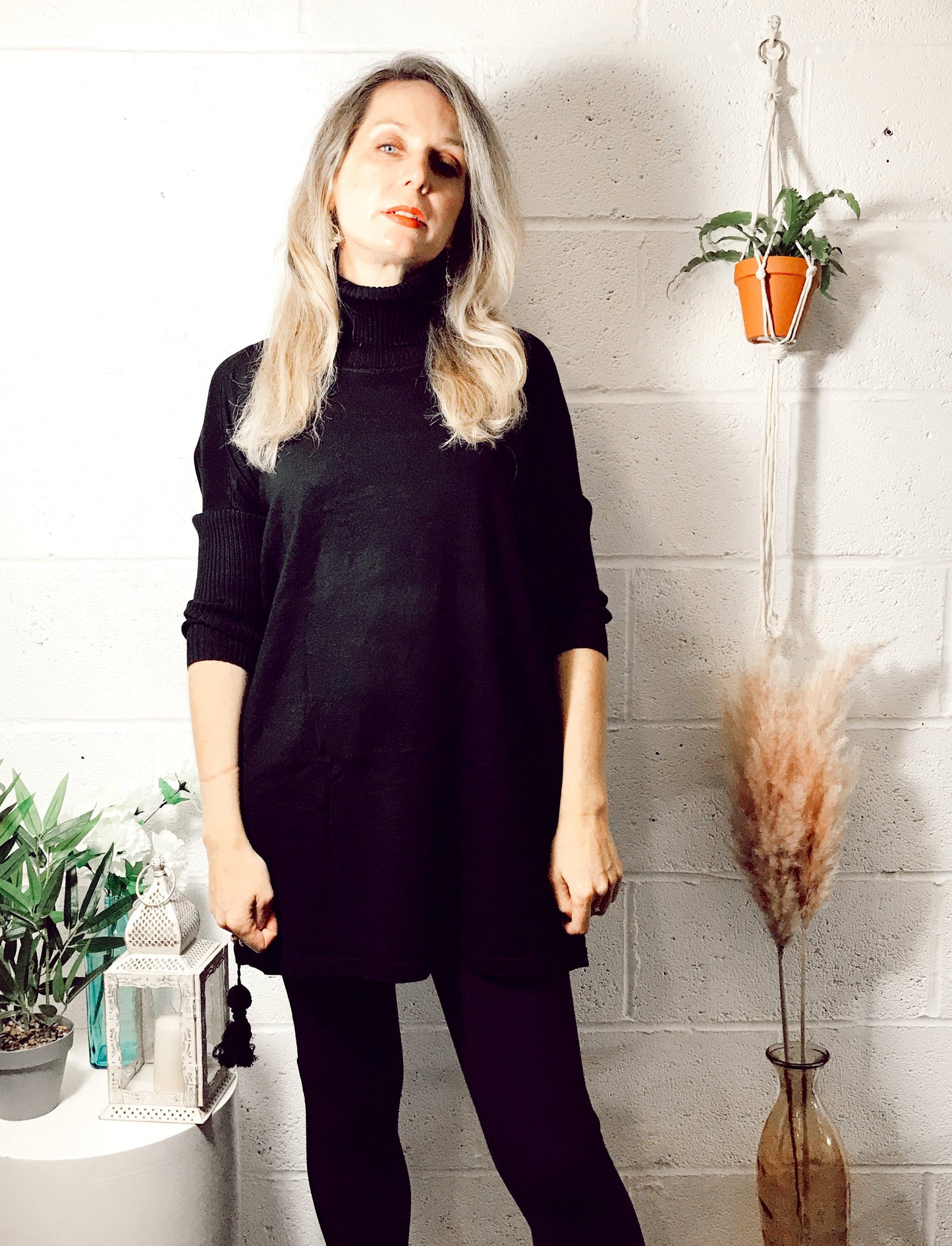 Edie roll-neck tassel trim poncho