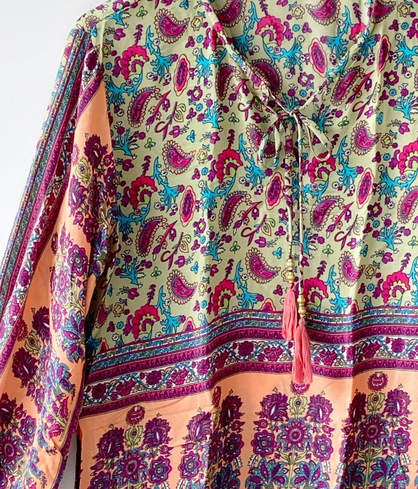 Florence green/purple floral-print blouse free size UK 8-14blouse