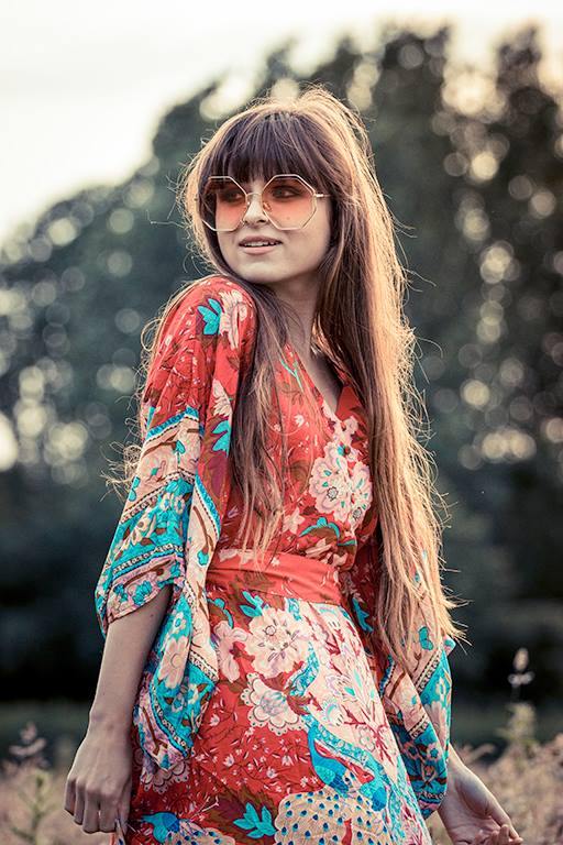 Janis Boho floral-print V-neck kimono dressDRESSES