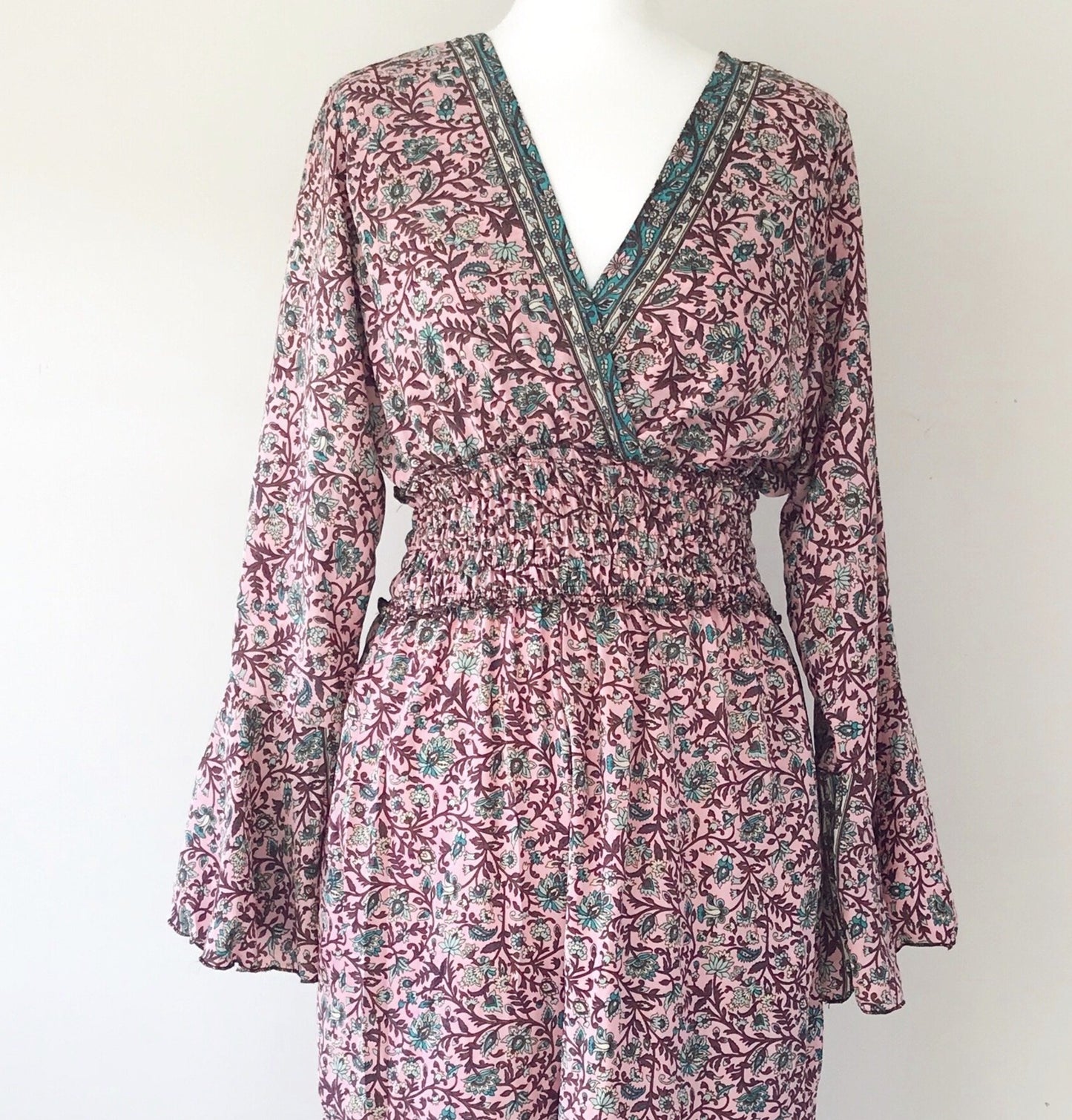 Flora pink floral-print silk jumpsuit free-size UK 8-14JUMPSUIT