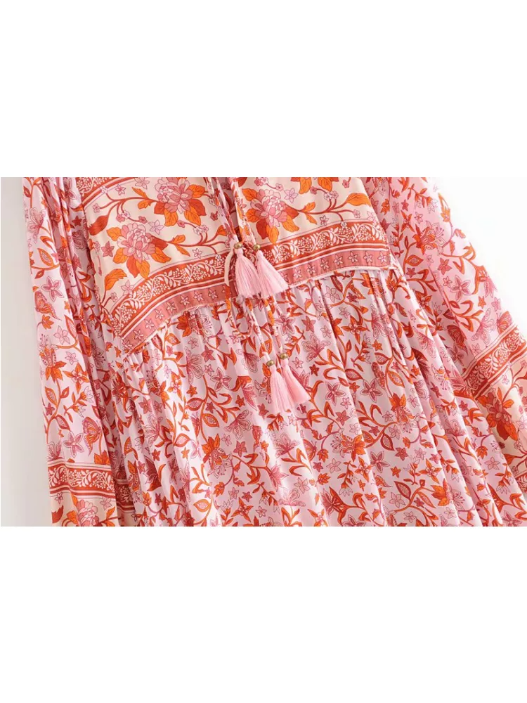 Ada boho red floral-print dressDRESSES