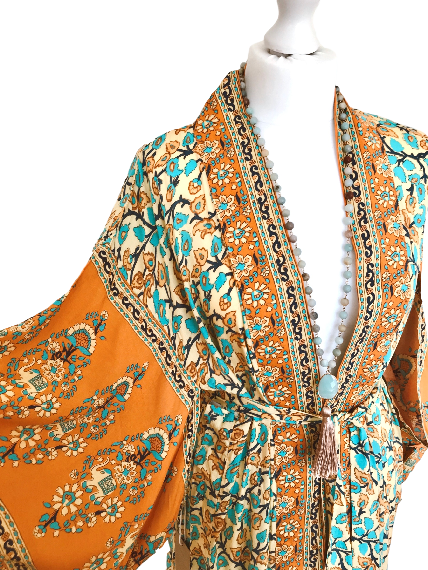 Ren floral-print bohemian kimono//cover-up//wrap dressKIMONO