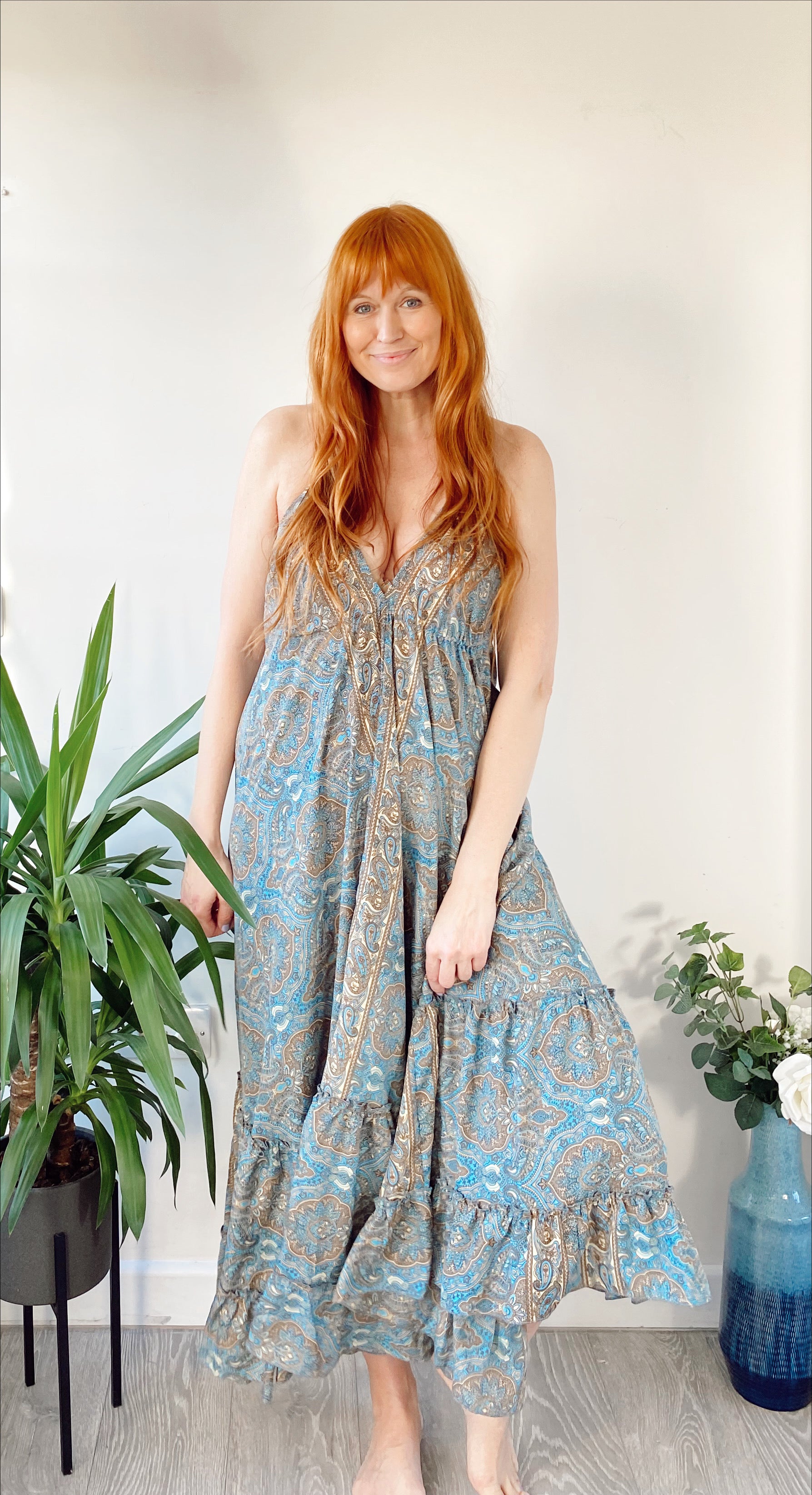Cici blue paisley-print recycled-silk maxi dressDRESSES
