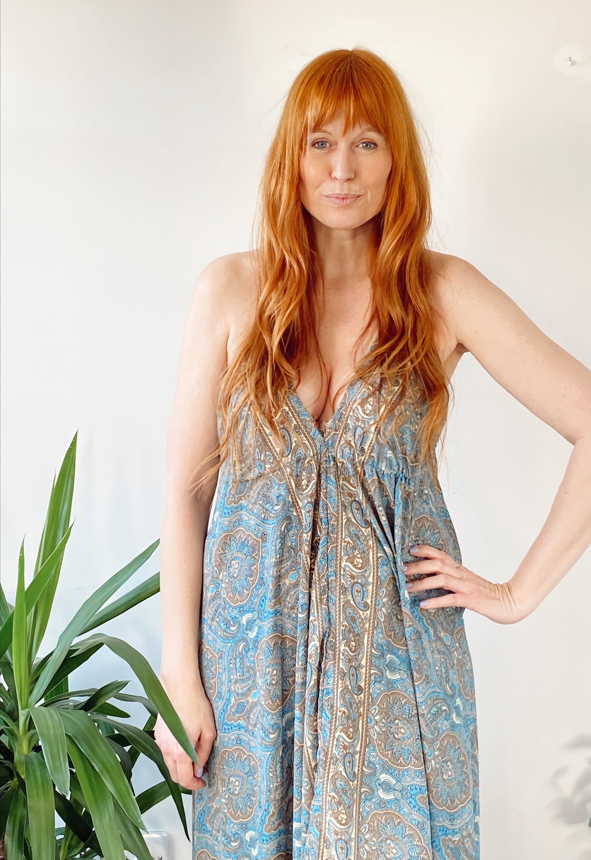Cici blue paisley-print recycled-silk maxi dressDRESSES