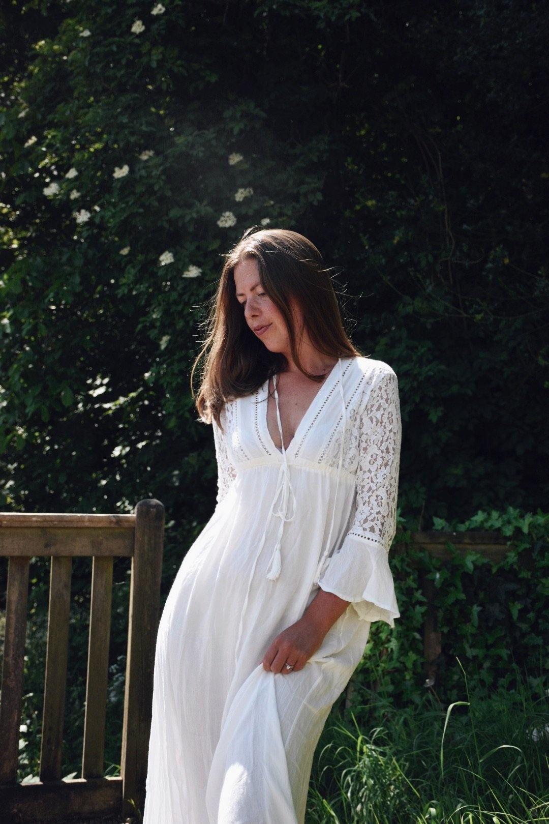 Boho cotton lace midi beach dress//kaftan//cover-upDRESSES