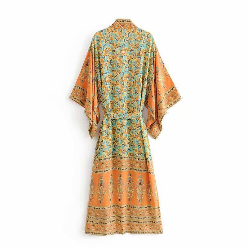 Ren floral-print bohemian kimono//cover-up//wrap dressKIMONO