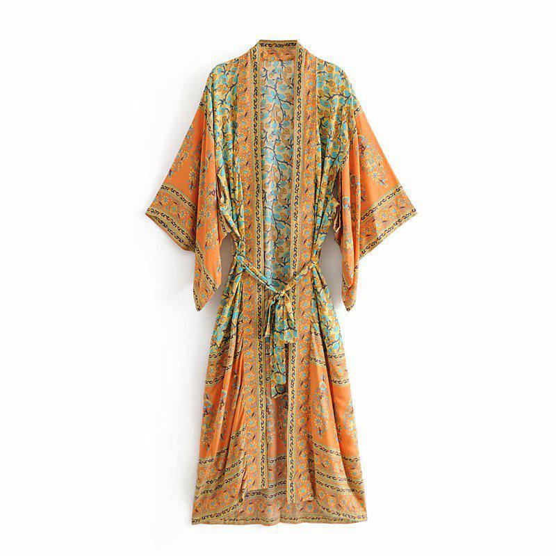 Ren floral-print bohemian kimono//cover-up//wrap dressKIMONO