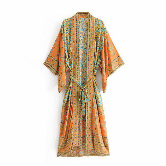 Ren floral-print bohemian kimono//cover-up//wrap dressKIMONO