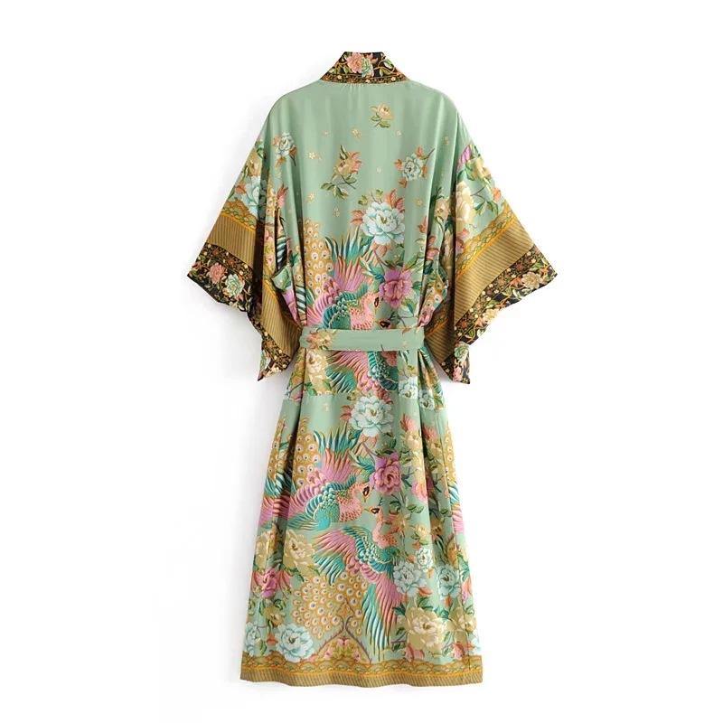 Audrey floral and peacock-print bohemian kimono//cover-upDRESSES