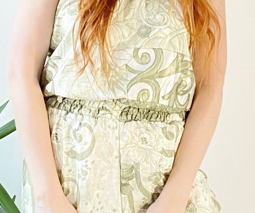 Layla light-green printed silk jumpsuit free-size UK 8-14DRESSES