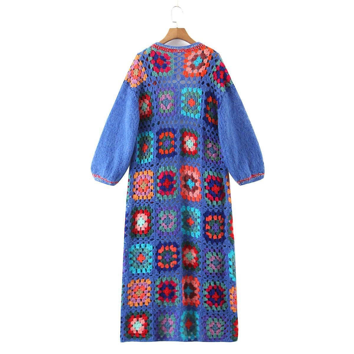 Crochet boho blue oversized long cardiganCardigan