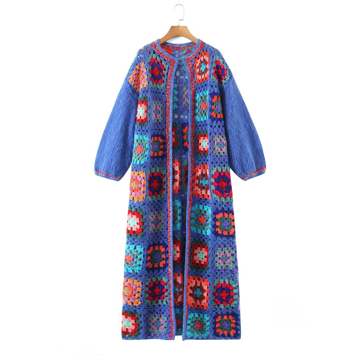 Crochet boho blue oversized long cardiganCardigan