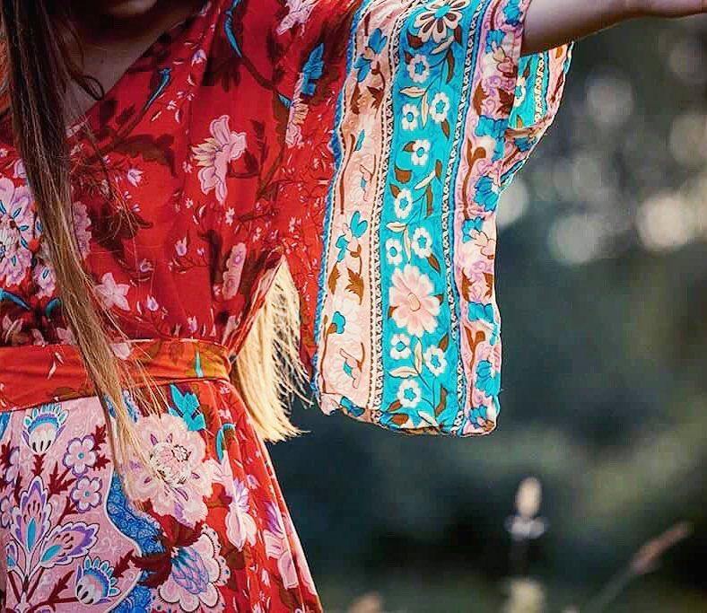 Janis Boho floral-print V-neck kimono dressDRESSES