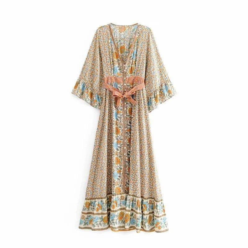 Lucy vintage-inspired boho floral-print dress//kimonoDRESSES