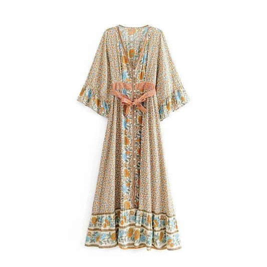 Lucy vintage-inspired boho floral-print dress//kimonoDRESSES