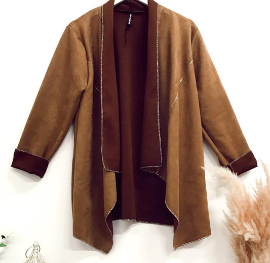 Faux-suede boho waterfall tan jacketJACKET