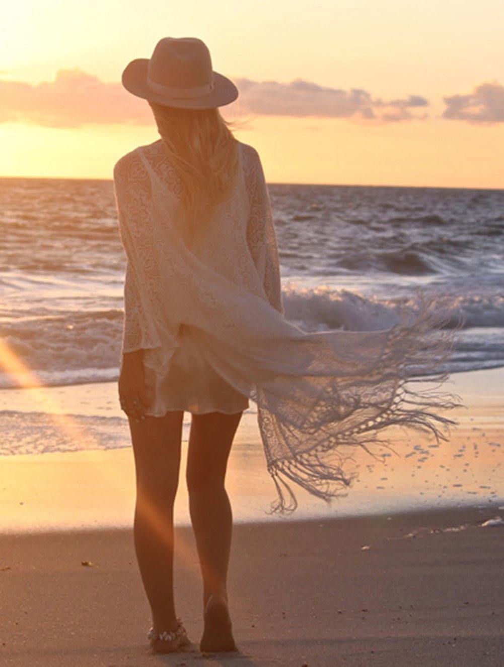 Boho crochet tassel fringed kimono//cover-upKIMONO