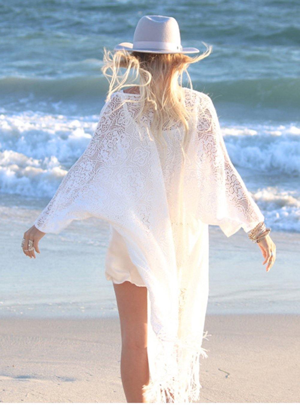 Boho crochet tassel fringed kimono//cover-upKIMONO