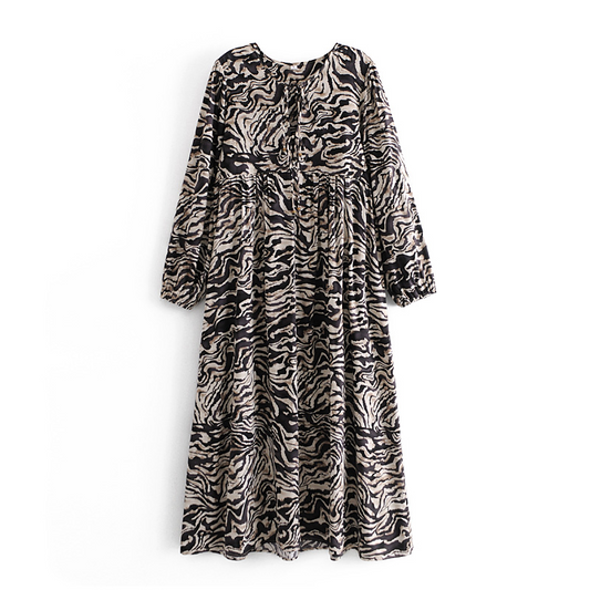 Boho zebra-print midi dress UK8-14DRESSES