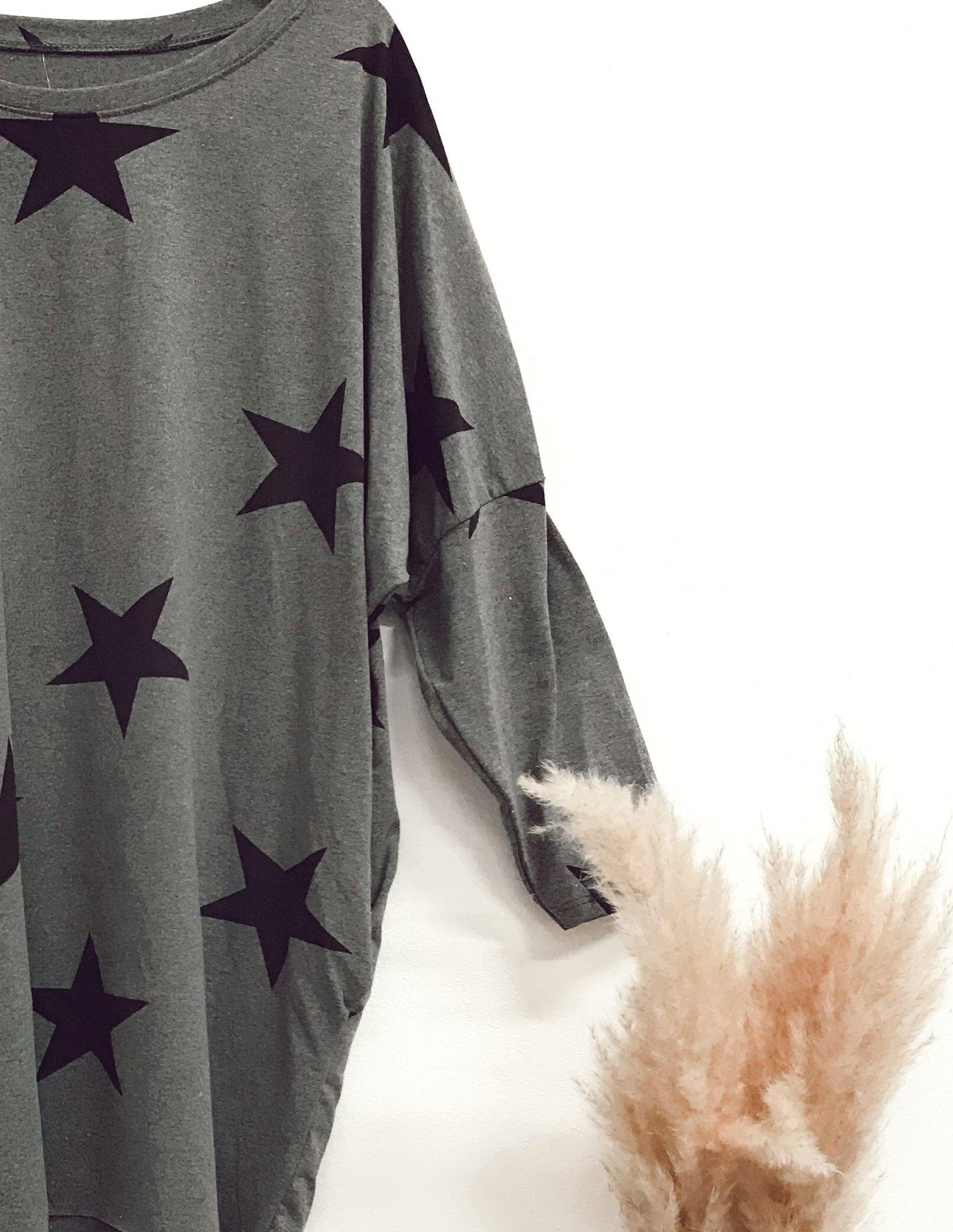 Zia star-print cotton-jersey long-sleeved longline tunic/topblouse