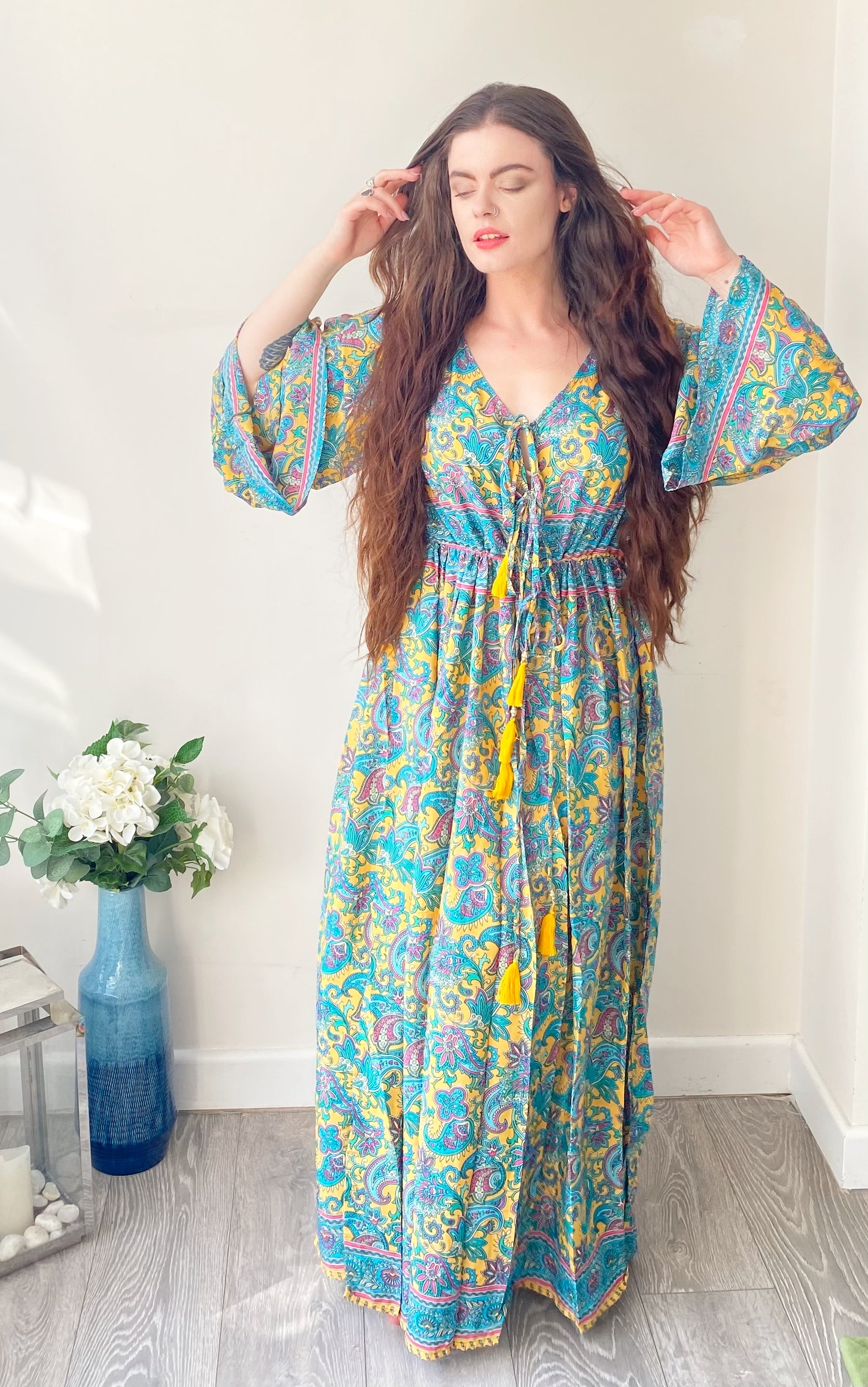 Turquoise floral deals maxi dress