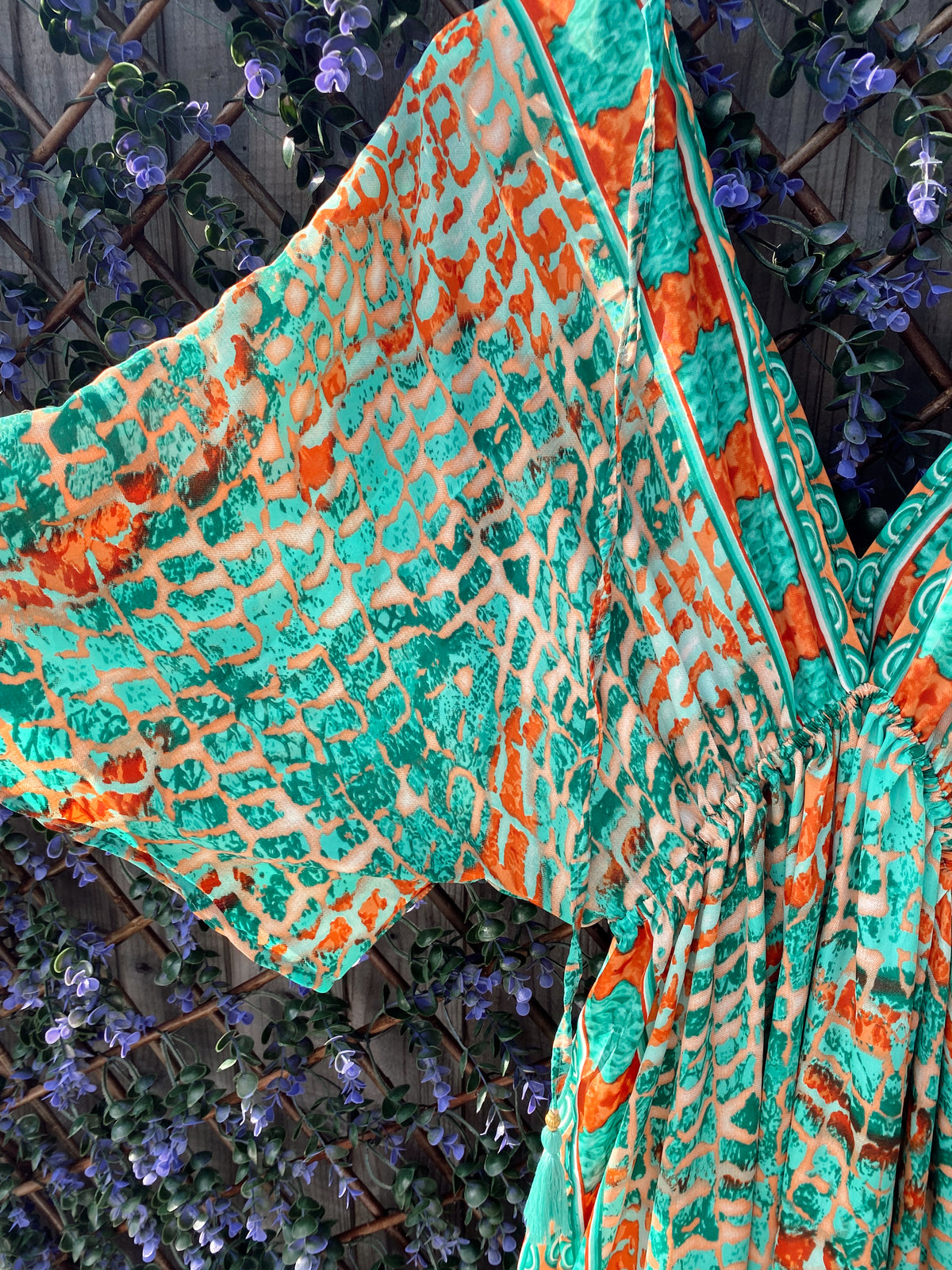Cora green abstract-print silk dress