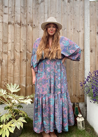 Cora lilac blue silk dress