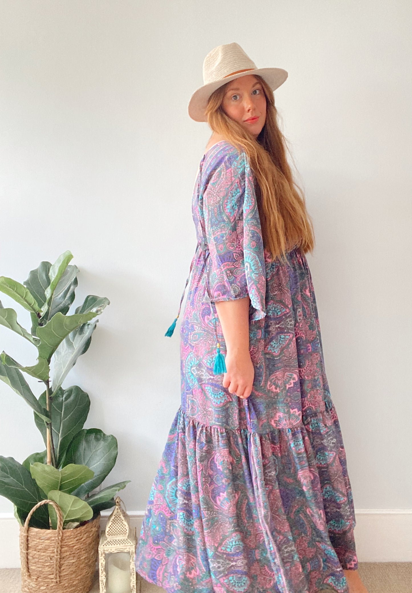 Cora lilac blue silk dress