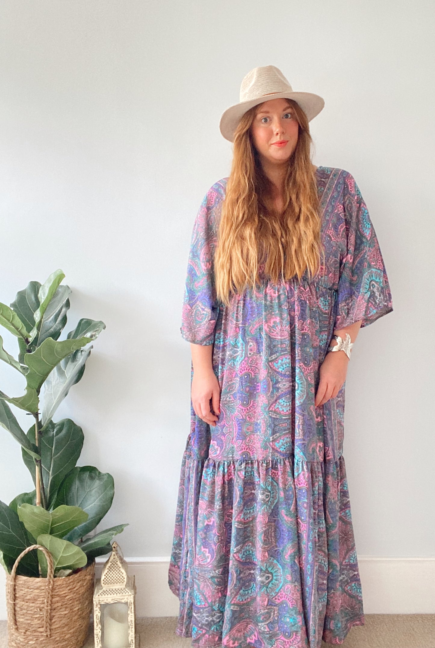 Cora lilac blue silk dress