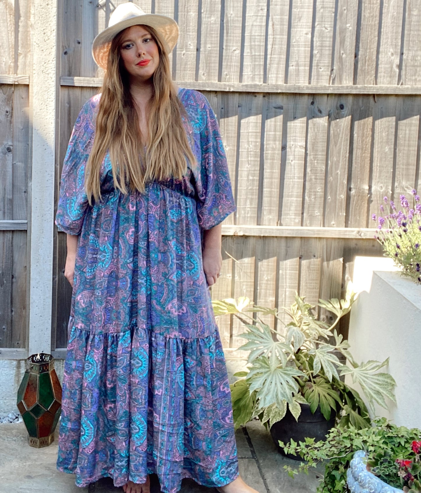 Cora lilac blue silk dress