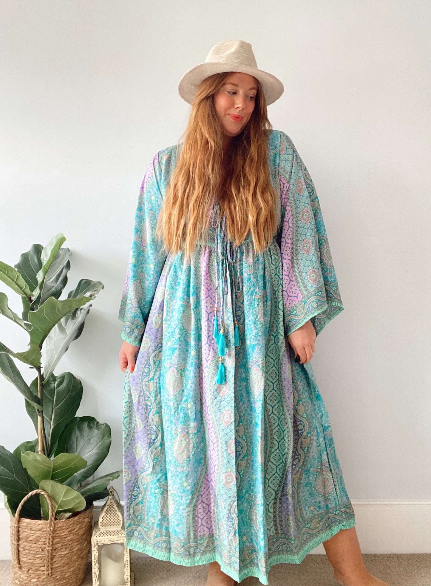 Nova blue lilac boho silk dress