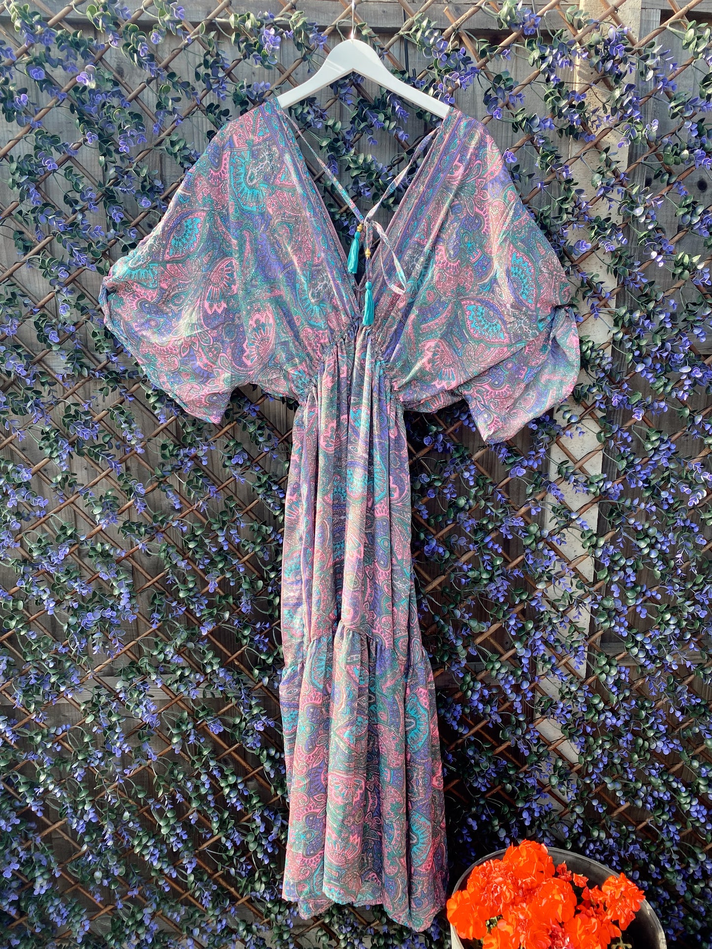 Cora lilac blue silk dress