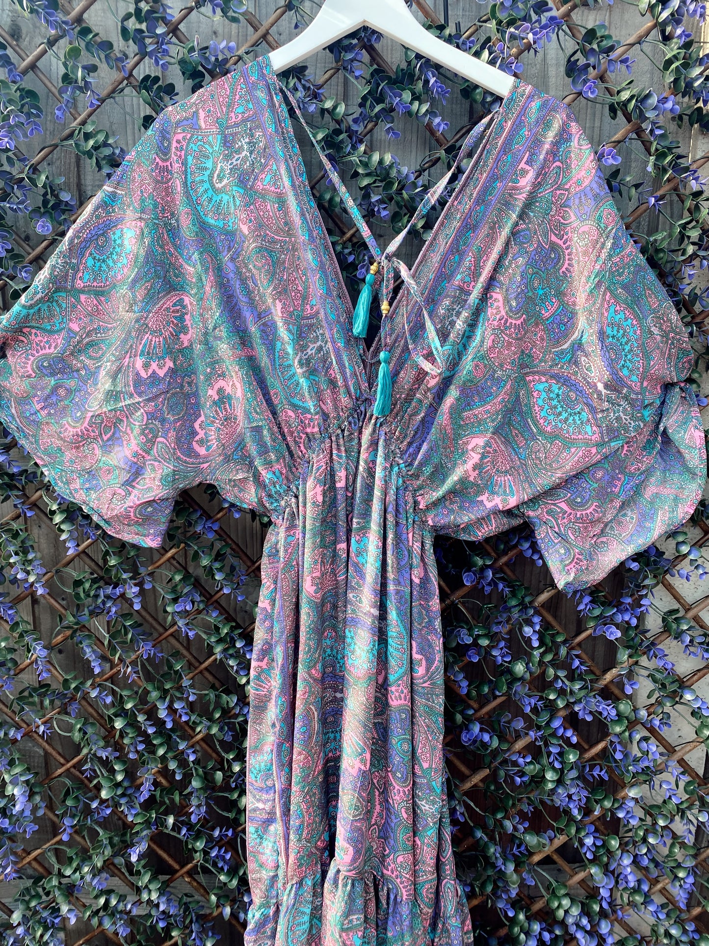 Cora lilac blue silk dress