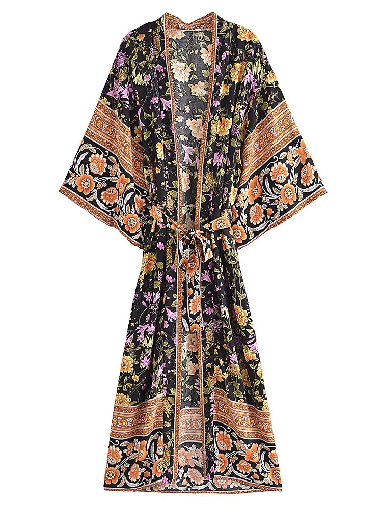 Maria floral-print boho kimono/cover-up