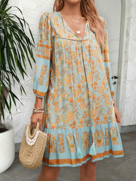Sol cotton-blend blue boho dress/tunic