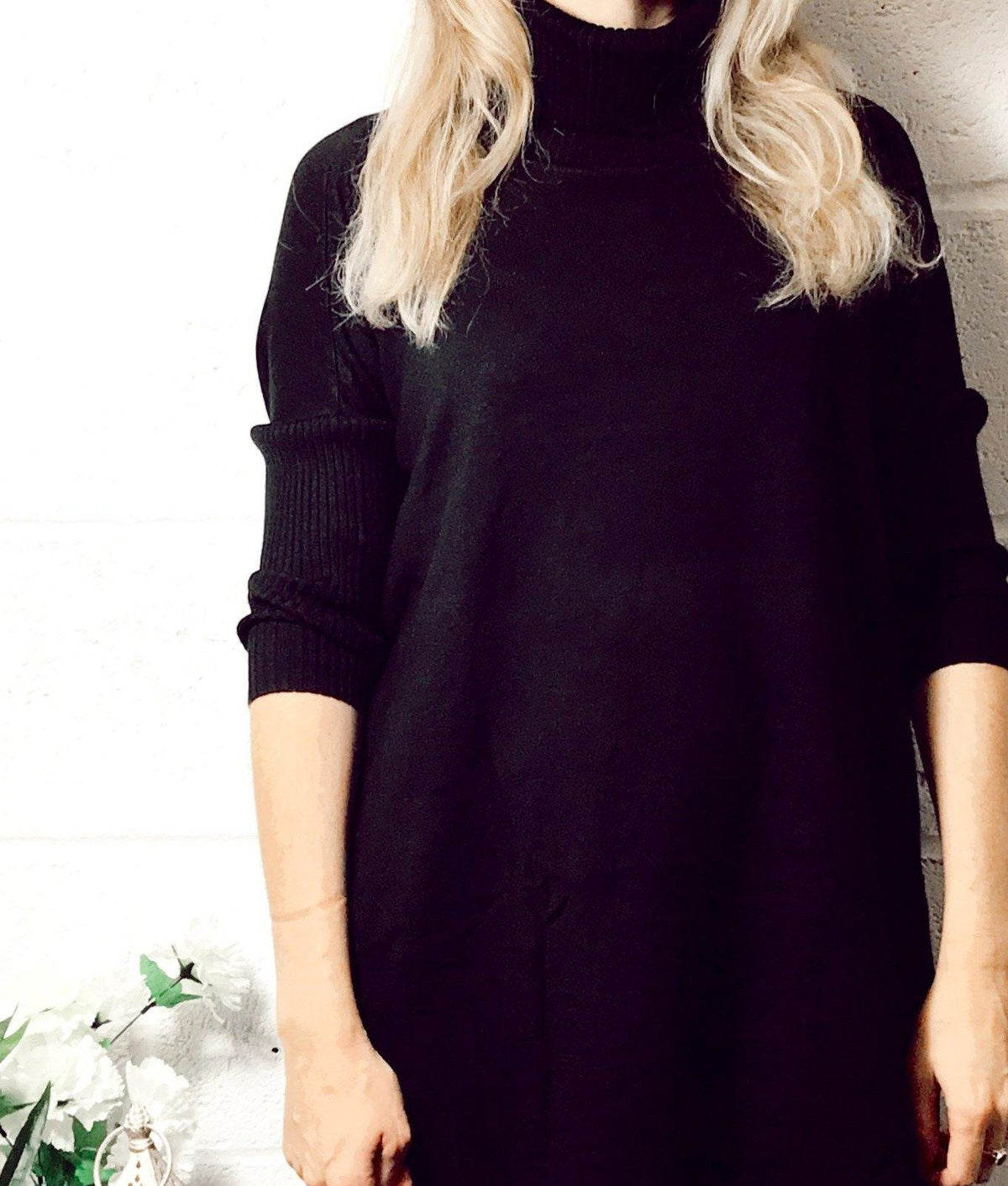 Edie roll-neck tassel trim poncho