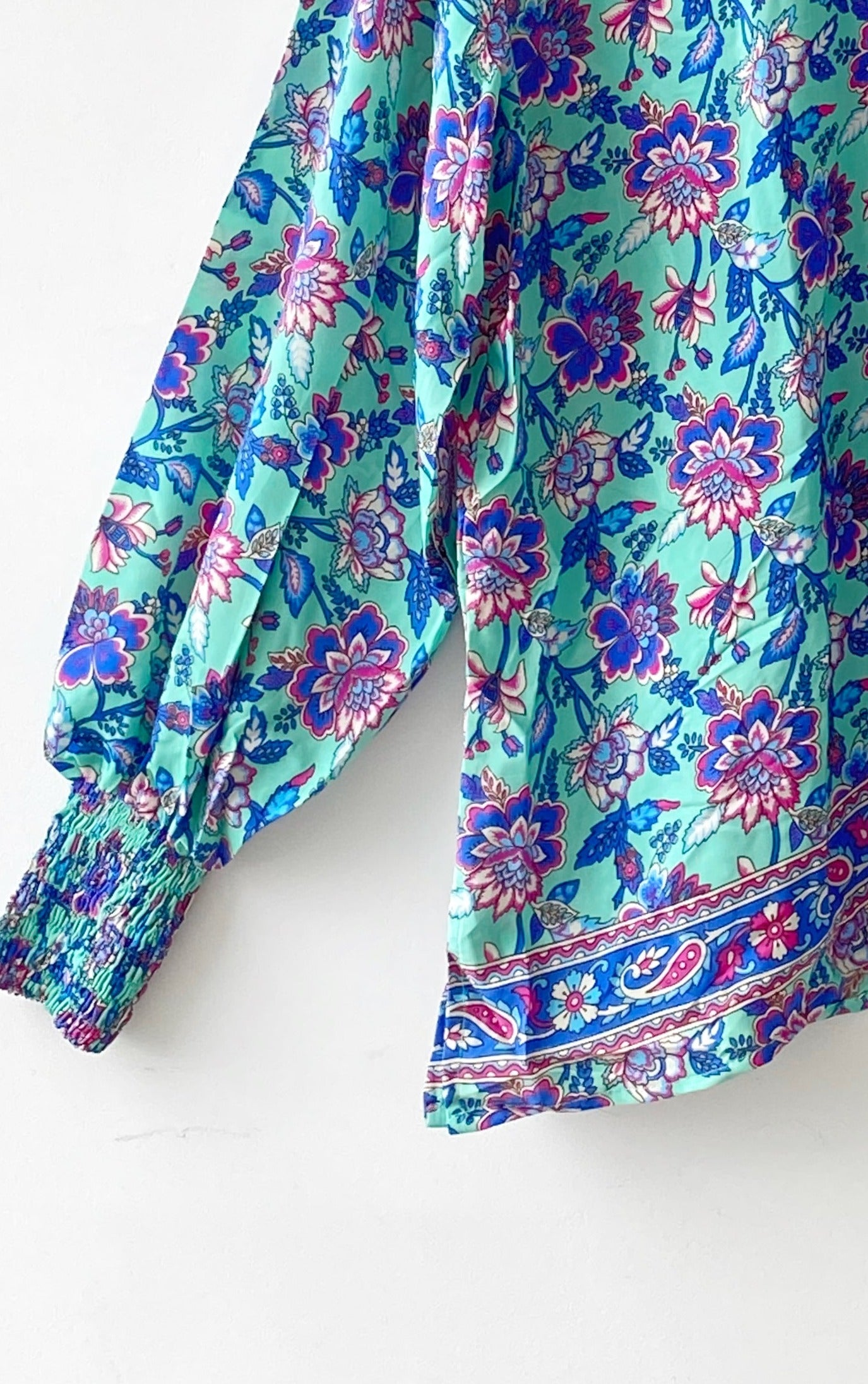 Florence blue/mint floral-print blouse free size UK 8-14blouse