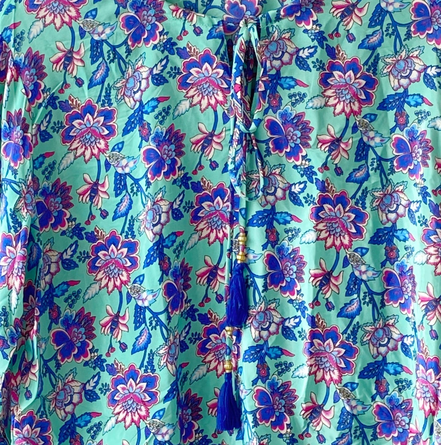 Florence blue/mint floral-print blouse free size UK 8-14blouse