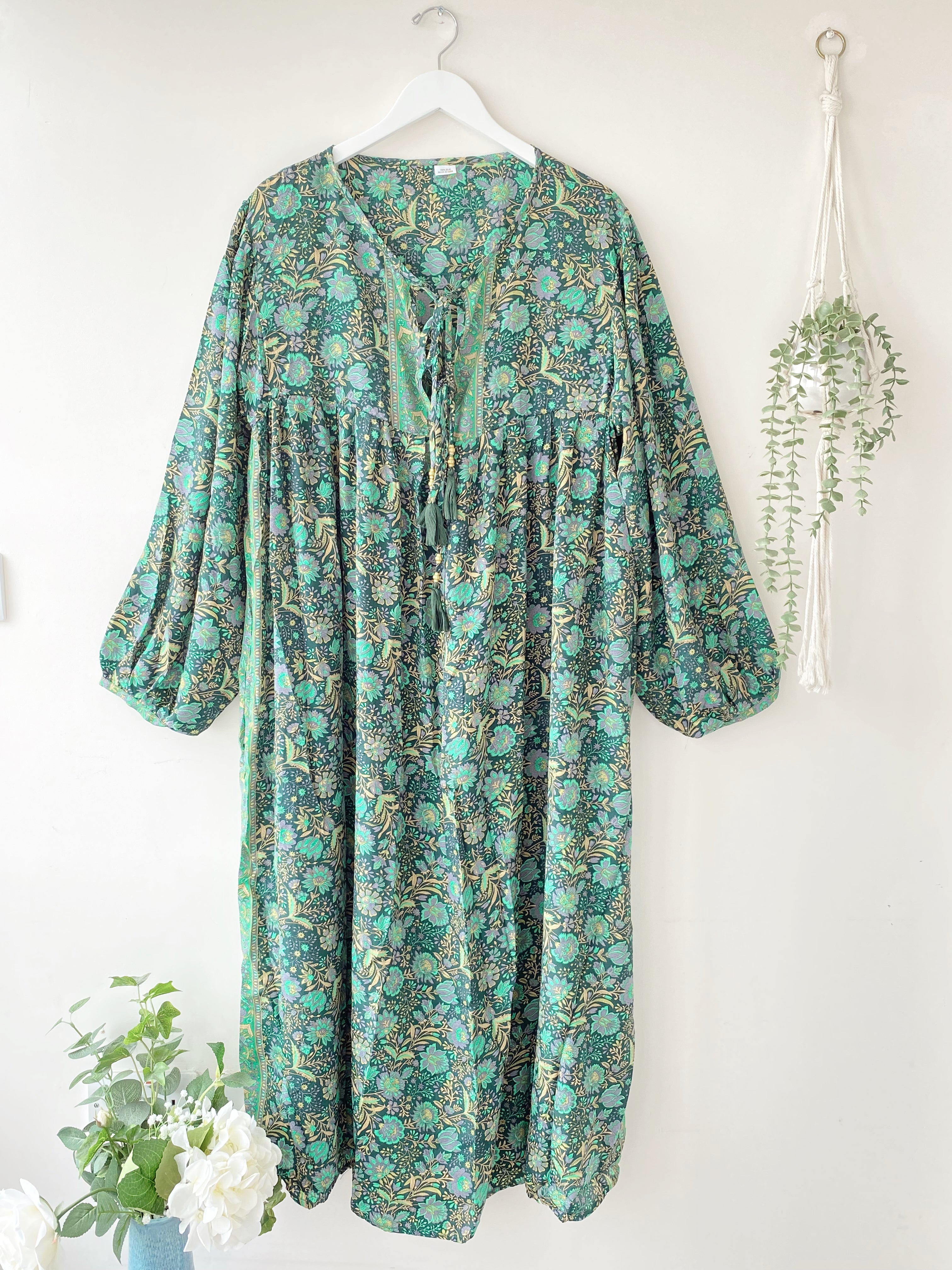 Forest green outlet floral dress