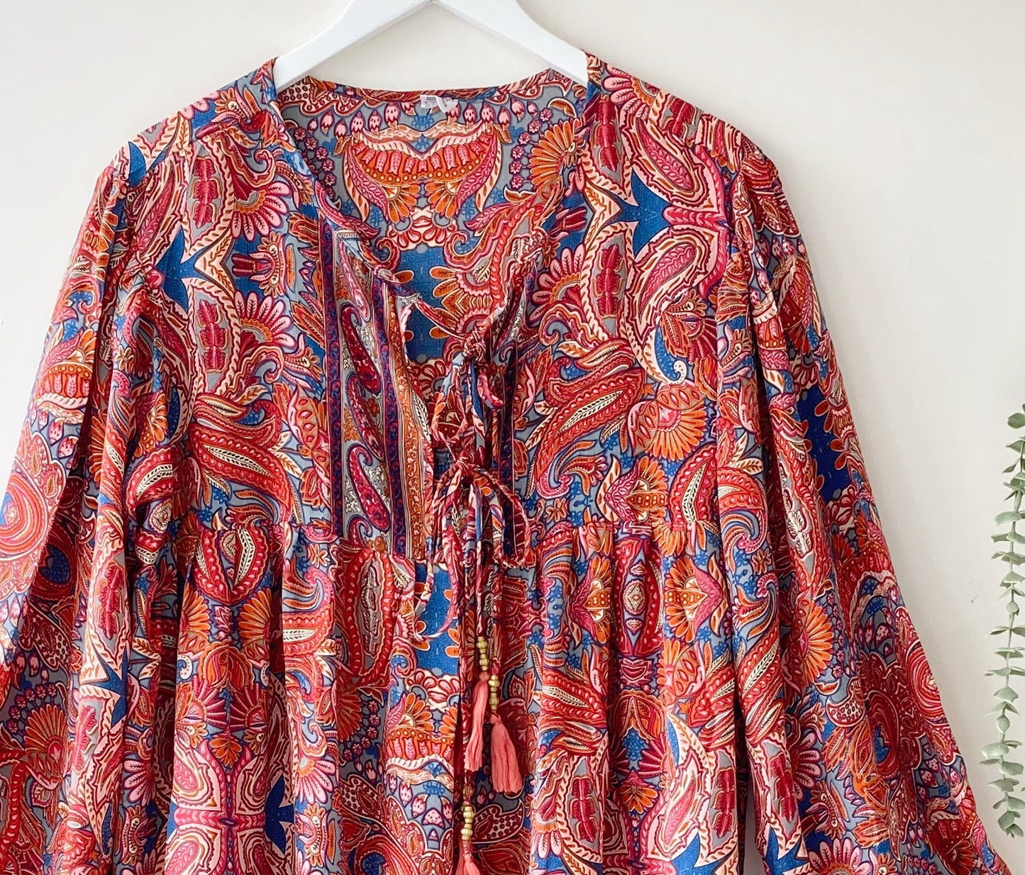 Florence red paisley-print silk dress free size UK 8-16DRESSES