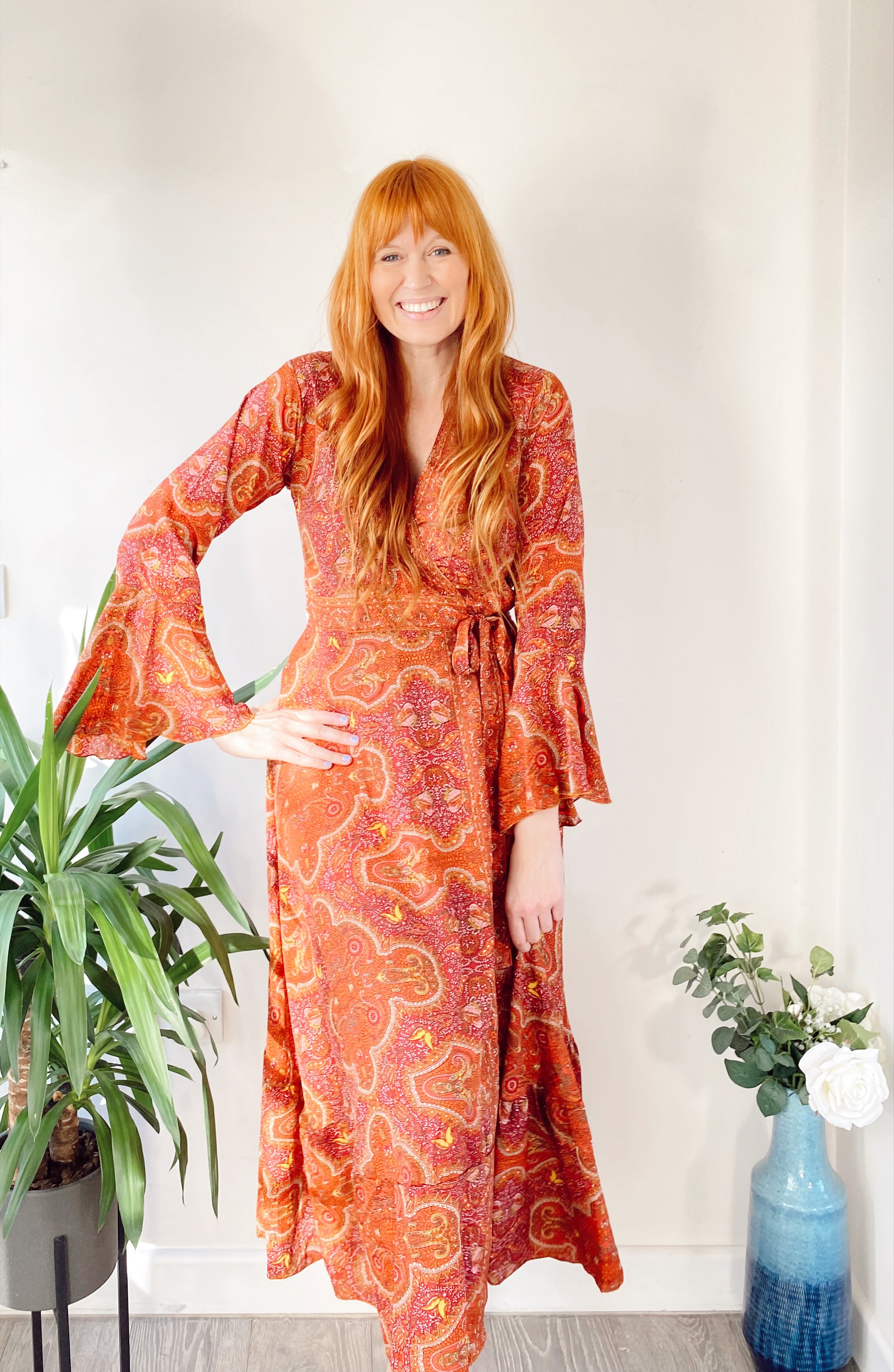 Red paisley 2025 maxi dress