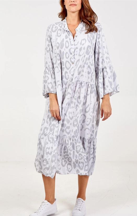 Paloma animal-print boho midi smock dress free-sizeDRESSES